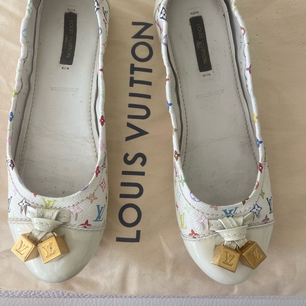 Louis Vuitton Multicolor Ballet Flats Murakami White 37.5
